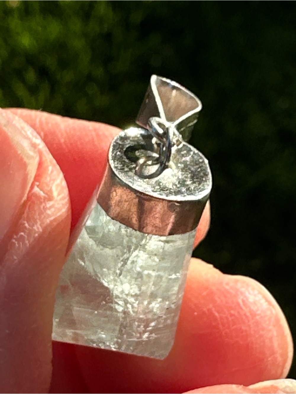 Sterling Silver Aquamarine Crystal Pendant Necklace - Picture 8 of 11